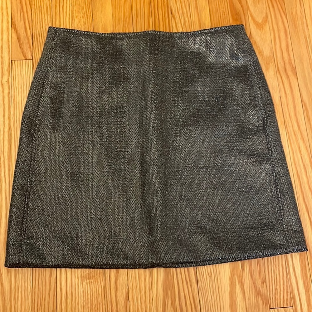 Gunmetal Faux Snakeskin Textured Miniskirt, sz 2